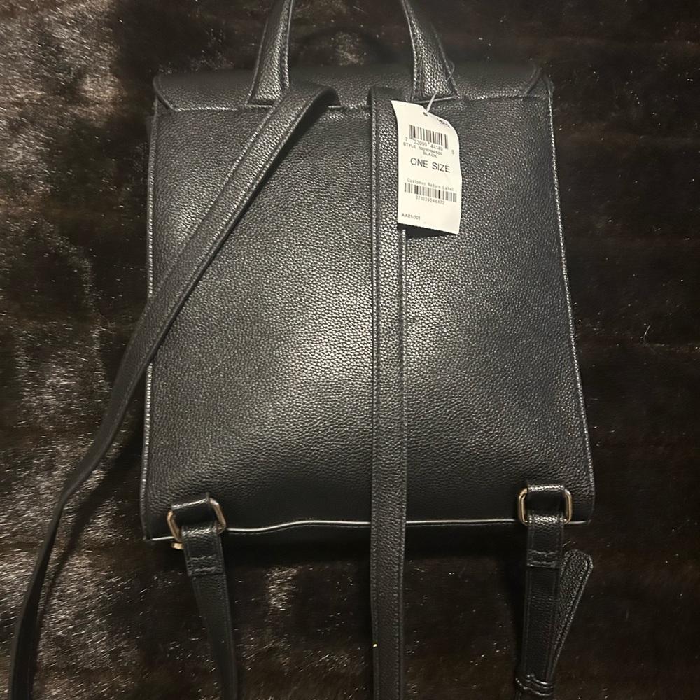 Alfani Black Leather Backpack - Picture 4 of 14